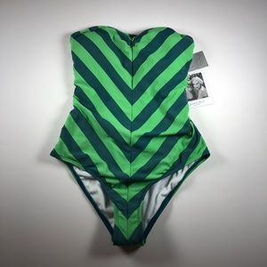 Bandeau Chevron One Piece Swimsuit